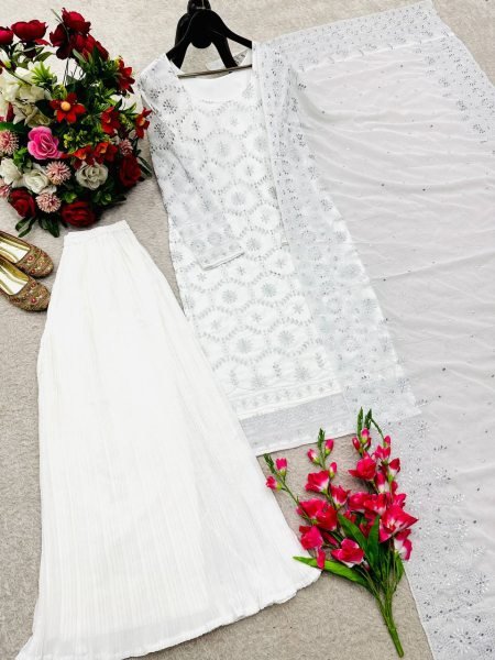 Elegant White Pakistani Straight Cut Dress Set for Wholesale and Resale Ready To Wear Collection