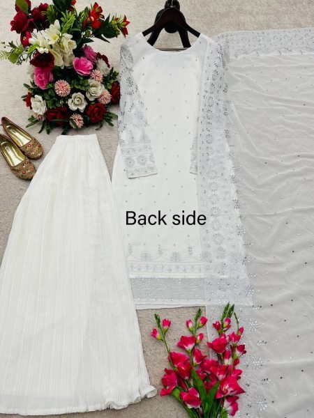 Elegant White Pakistani Straight Cut Dress Set for Wholesale and Resale Ready To Wear Collection