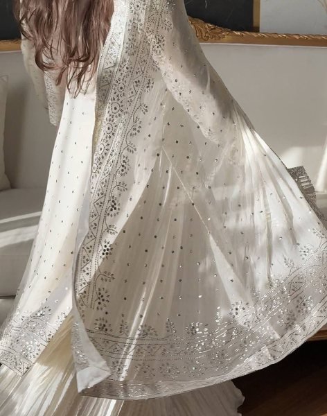 Elegant White Pakistani Straight Cut Dress Set for Wholesale and Resale Ready To Wear Collection