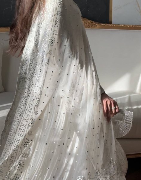 Elegant White Pakistani Straight Cut Dress Set for Wholesale and Resale Ready To Wear Collection