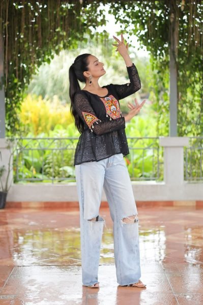 Stylish Black Schiffli Peplum Top with Kutchi Patch Trendy Navratri Outfit Navratri Collection