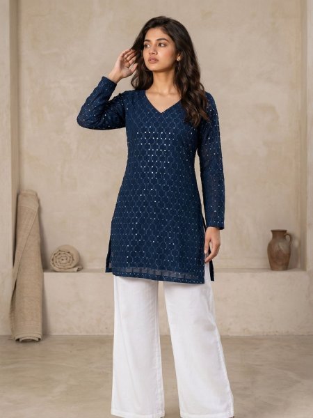 Elegant Wholesale Black Georgette Tunic Kurti for Resellers and Retailers