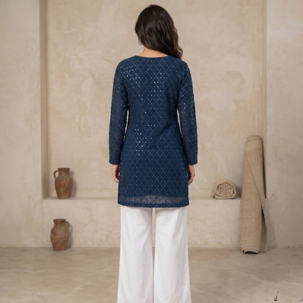 Elegant Wholesale Black Georgette Tunic Kurti for Resellers and Retailers Full Set Kurti