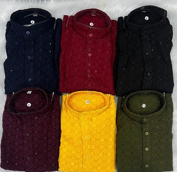 Elegant Wine Kids Rayon Chikankari Kurti Pant Set with Pocket Boys Wear