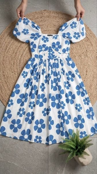 Elegant Women s Cotton Dress with Stylish Unique Neckline and Sleeves For Women Beach Wear Western Ladies Top Wholesale