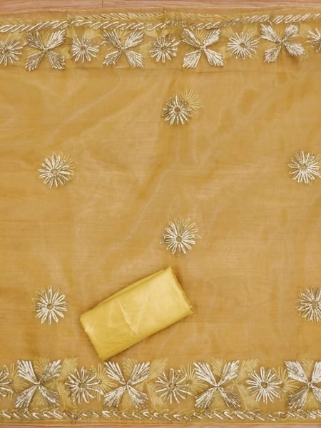 Elegant Yellow Color in Soft Organza Dress Material Collection with Gota Work Dupatta Color Set Matching Dress Material Wholesale