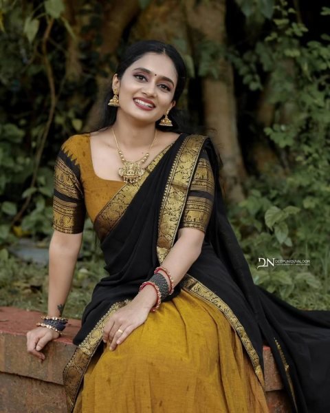 Elegant Yellow Kanjivaram Silk Half Saree Set with Banarasi Zari Work Blouse Half Saree Lehenga
