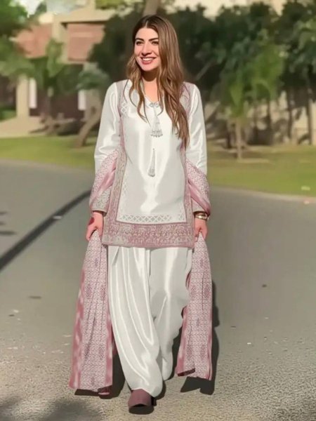 Elite Collection Coding Embroidery Sequence work Top With Natural Silk Plazzo And Dupatta Ready To Wear Suit