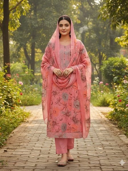 Elowen Pink Cotton Digital Print Material for Casual Styling Punjabi Dress Materials Wholesale