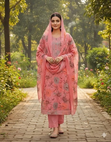 Elowen Pink Cotton Digital Print Material for Casual Styling Punjabi Dress Materials Wholesale