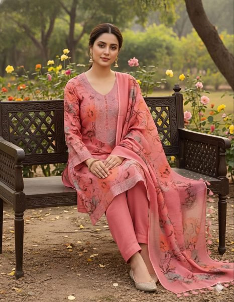Elowen Pink Cotton Digital Print Material for Casual Styling Punjabi Dress Materials Wholesale