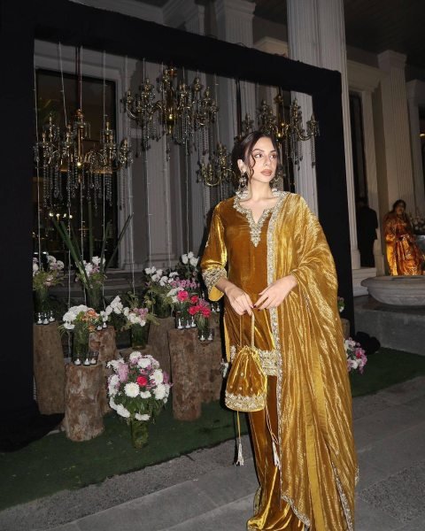 Embellished Velvet Sequins   Zari Embroidery Kurti Plazzo   Fendy Silk Dupatta for Weddings Ready To Wear Collection