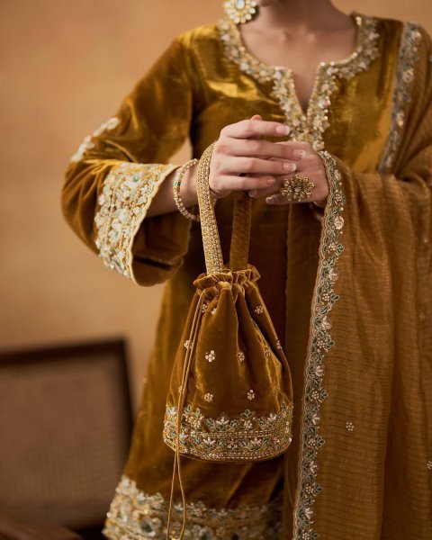 Embellished Velvet Sequins   Zari Embroidery Kurti Plazzo   Fendy Silk Dupatta for Weddings Ready To Wear Collection