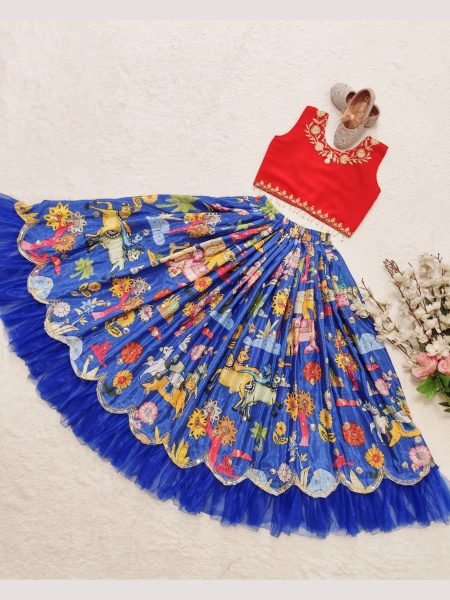Embroidered   Hand Work Kids Chinon Silk Lehenga Choli  Girls Wear
