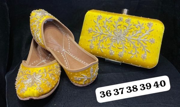 Embroidered Punjabi Jutti with Matching Designer Clutch Wedding Special Ethnic Combo Offer Fashion Accessories Wholesale