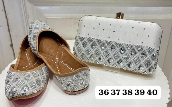 Embroidered Punjabi Jutti with Matching Designer Clutch Wedding Special Ethnic Combo Offer Fashion Accessories Wholesale