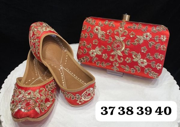 Embroidered Punjabi Jutti with Matching Designer Clutch Wedding Special Ethnic Combo Offer Fashion Accessories Wholesale