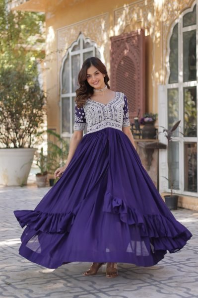 Embroidered Star Georgette Kurti with Lehenga Set Beads & Sequins Work Full-Stitched Party Wear Look Ready To Wear Collection