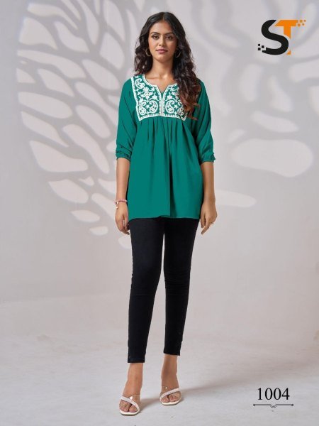 Embroidery Work Short Tops for Ladies     Perfect for Office Wear Embroidery Kurtis 