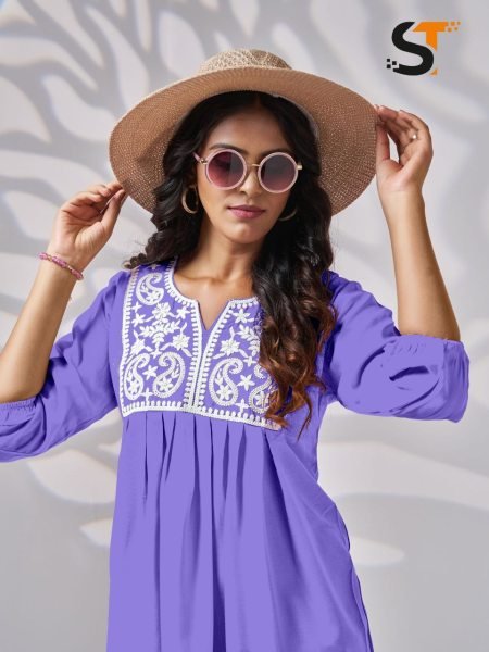 Embroidery Work Short Tops for Ladies     Perfect for Office Wear Embroidery Kurtis 