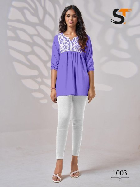 Embroidery Work Short Tops for Ladies     Perfect for Office Wear Embroidery Kurtis 