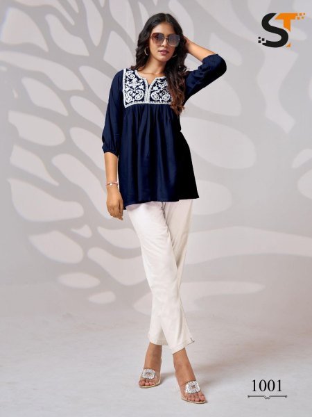 Embroidery Work Short Tops for Ladies     Perfect for Office Wear Embroidery Kurtis 