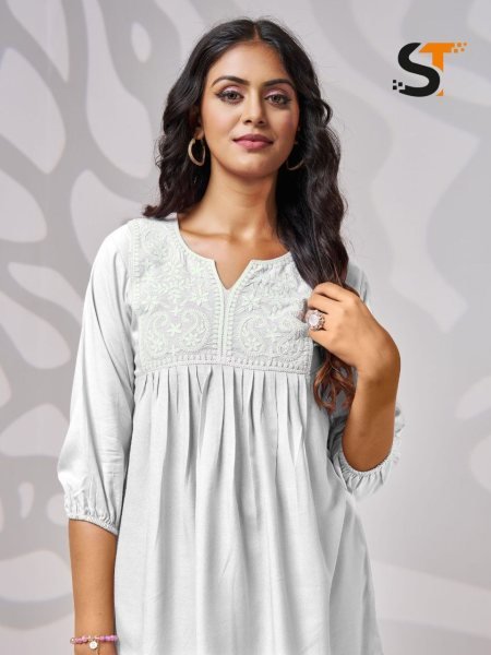 Embroidery Work Short Tops for Ladies     Perfect for Office Wear Embroidery Kurtis 
