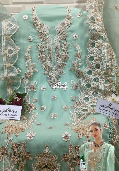 Sea Green Pakistani Organza Salwar Suit with Hand Embroidery Work at Manufacturer Rate Pakistani Suits Wholesale