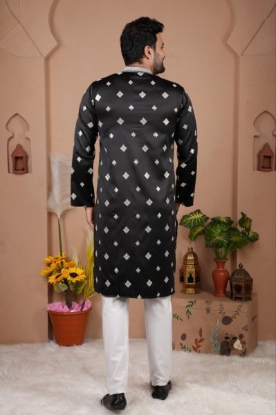 Enchanting Black Silk Kurta Set with Embroidery for Special Occasions at Low Price Kurta Pajama Wholesale