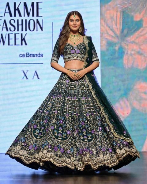 Enchanting Dark Green Mono Satin Silk Lehenga with Can-Can and Canvas Patta Designer Lehenga Choli