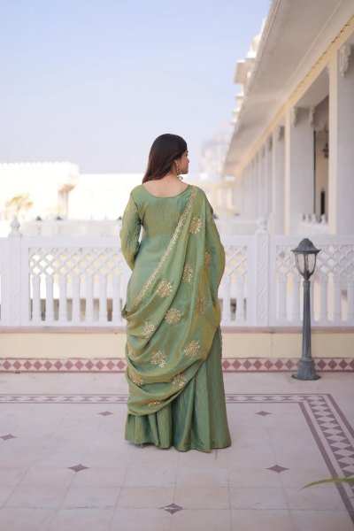 Enchanting Green Fandy Embroidery Work Kurti with Matching Palazzo at Manufacturer  3 Piece Kurti Set