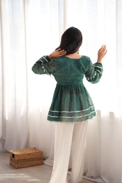 Enchanting Green Kutchi Gamthi Embroidered Rayon Gown with Real Mirror Work For Navrati Tunics kurti