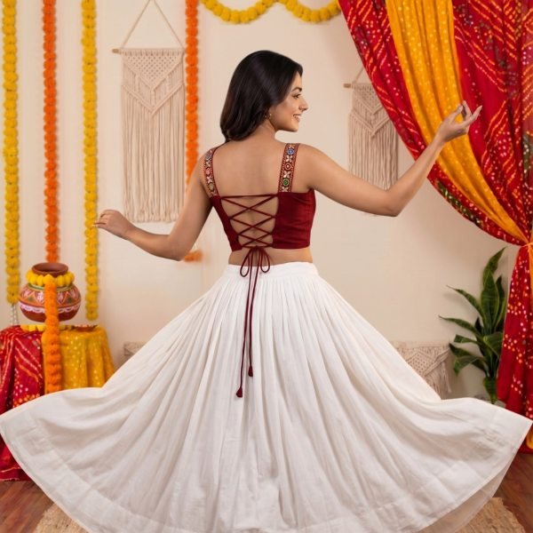 Enchanting Maroon Navratri Short Kurti Collection with Designer Back Dori and Lace Border Finish Tunics kurti
