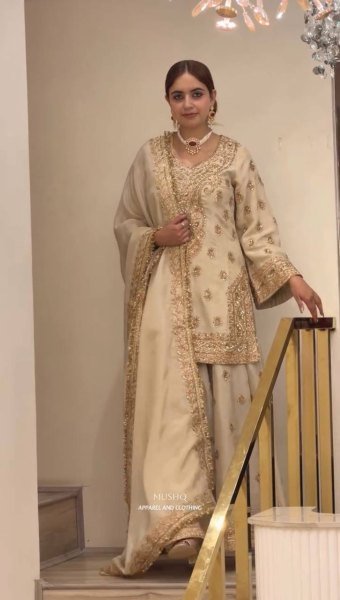 Enchanting Off White Chinon Silk Embroidered Top Plazzo Dupatta Set For Wedding Wear Ready To Wear Collection