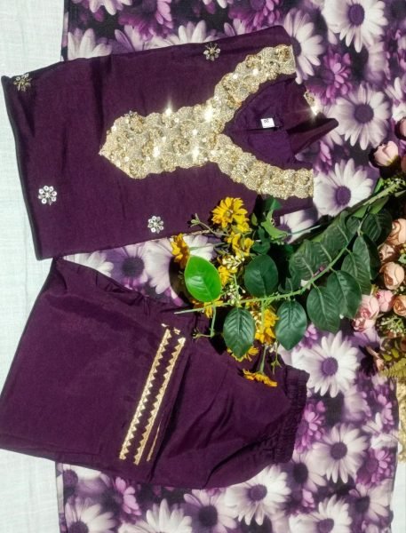 Enchanting Purple Kids Kurta Pant Set with Dupatta Collection For Festive Girls Wear
