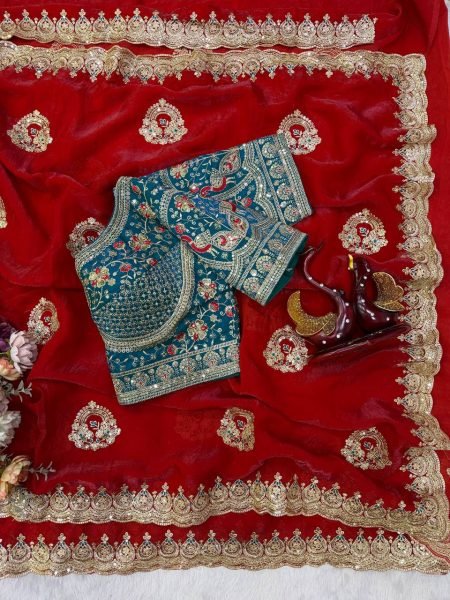 Enchanting Red Designer Soft Space Silk Saree with Heavy Frendy Satin Blouse for Festival Silk Sarees Wholesale
