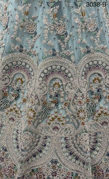 Enchanting Sky Blue Embroidered Lehenga Set with High Volume Flair for Wedding Wear Bridal Lehenga Choli