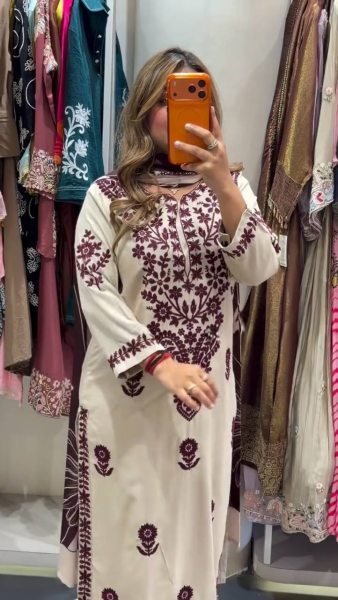 Enchanting White Wine Rayon Slub Embroidered Top Palazzo Set with Dupatta for Women Ready To Wear Collection