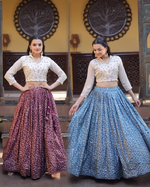 Enchanting Wine Cosmos Weaving Jacquard Lehenga Choli with Fully Stitched Blouse Designer Lehenga Choli