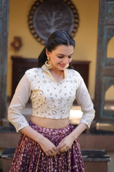 Enchanting Wine Cosmos Weaving Jacquard Lehenga Choli with Fully Stitched Blouse Designer Lehenga Choli