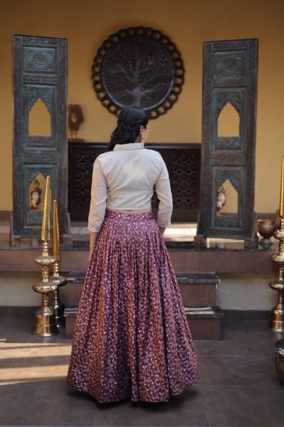 Enchanting Wine Cosmos Weaving Jacquard Lehenga Choli with Fully Stitched Blouse Designer Lehenga Choli