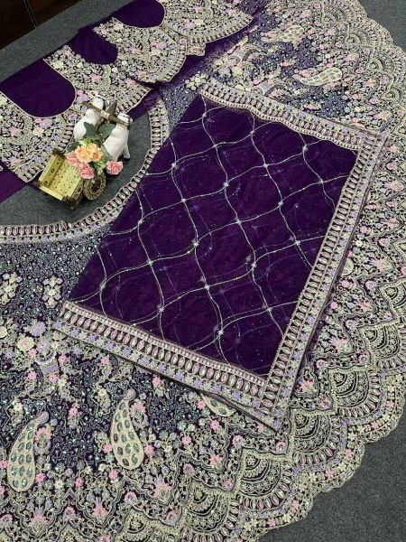 Enchanting Wine Elegant Butterfly Net Lehenga with Heavy Can Can Finish Bridal Lehenga Choli