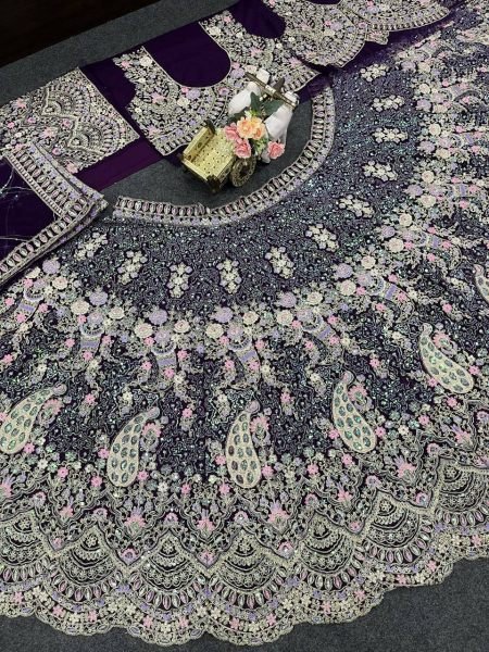 Enchanting Wine Elegant Butterfly Net Lehenga with Heavy Can Can Finish Bridal Lehenga Choli