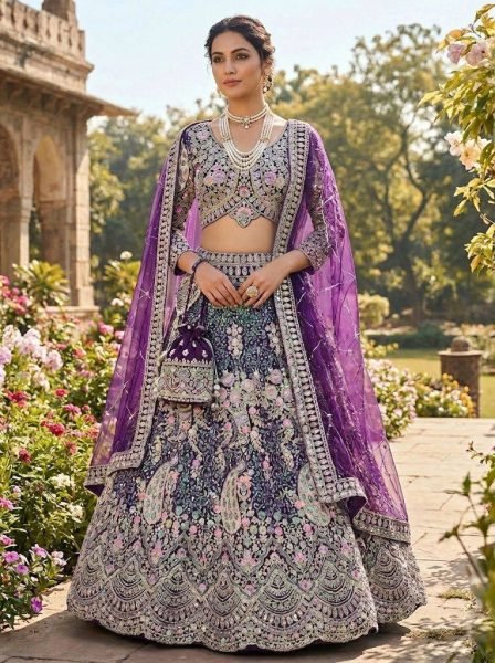 Enchanting Wine Elegant Butterfly Net Lehenga with Heavy Can Can Finish Bridal Lehenga Choli