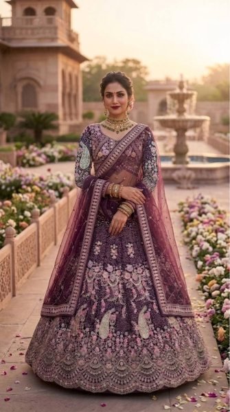 Enchanting Wine Elegant Butterfly Net Lehenga with Heavy Can Can Finish Bridal Lehenga Choli