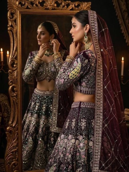 Enchanting Wine Elegant Butterfly Net Lehenga with Heavy Can Can Finish Bridal Lehenga Choli