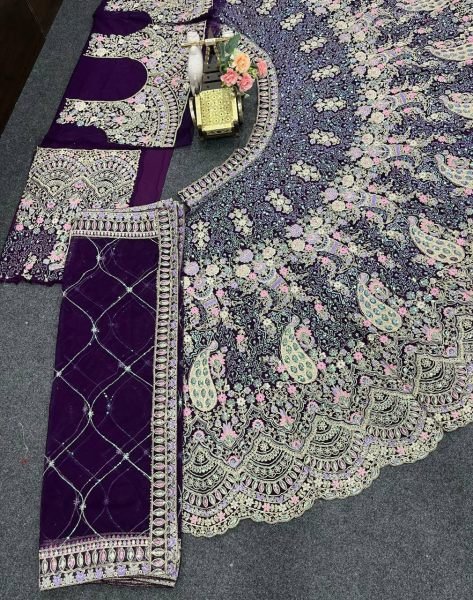 Enchanting Wine Elegant Butterfly Net Lehenga with Heavy Can Can Finish Bridal Lehenga Choli