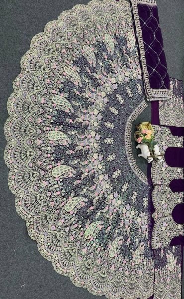 Enchanting Wine Elegant Butterfly Net Lehenga with Heavy Can Can Finish Bridal Lehenga Choli