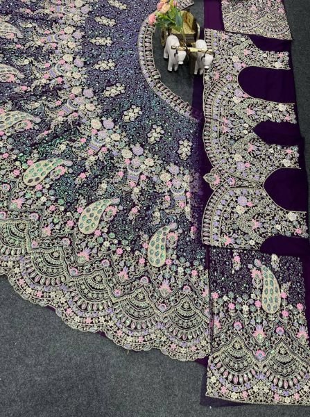 Enchanting Wine Elegant Butterfly Net Lehenga with Heavy Can Can Finish Bridal Lehenga Choli