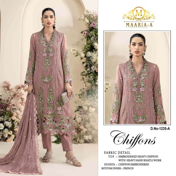 Enduring Mauve Party Wear Heavy Chiffon Suit with Khatli and Sequin Embroidery at Wholesale Rate Pakistani Suits Wholesale